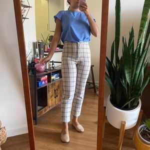 Nasty Gal Plaid Print Cropped High-waisted Trouser size 6